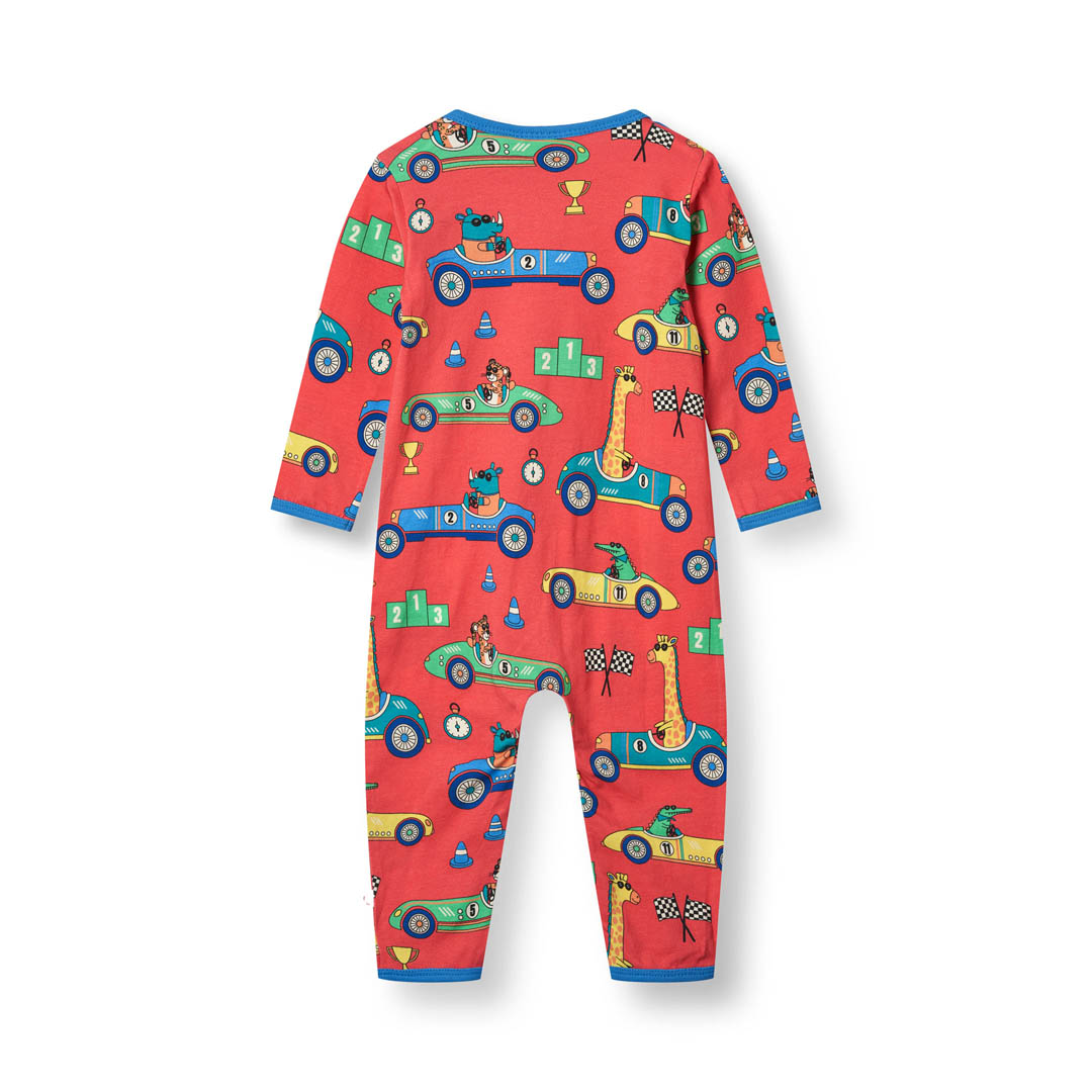 Long-sleeved all-in-one with racing cars