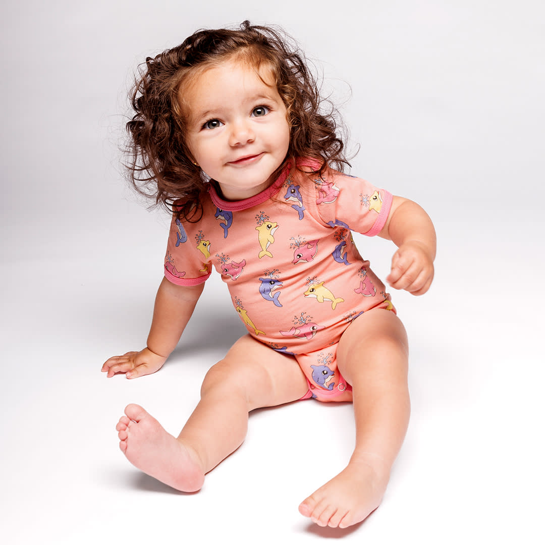 Kortærmet body med babydelfiner