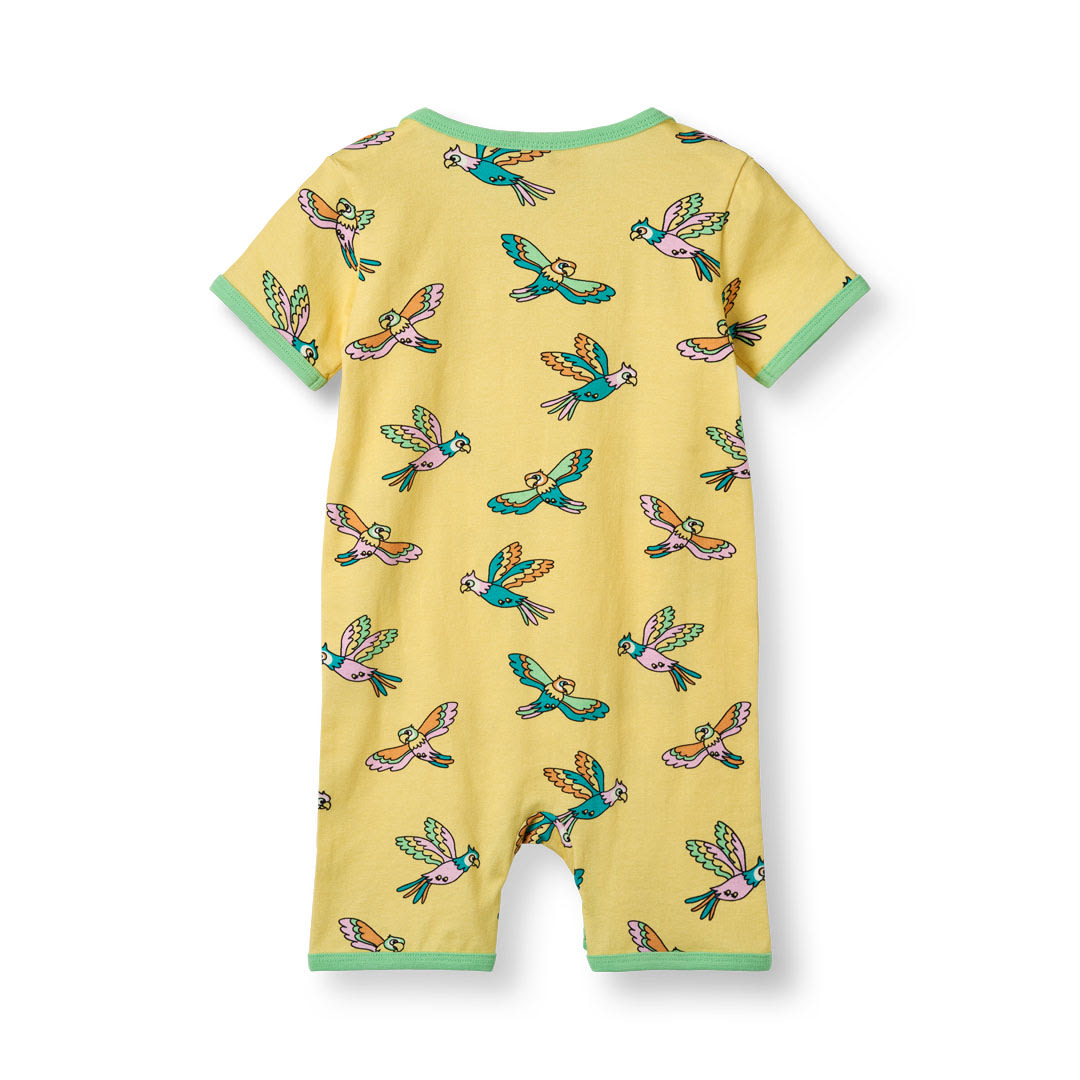 Short-sleeved parrot jumpsuit
