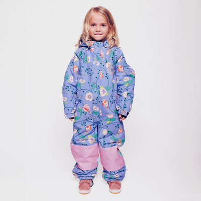 Kids' snowsuit with birds and flowers