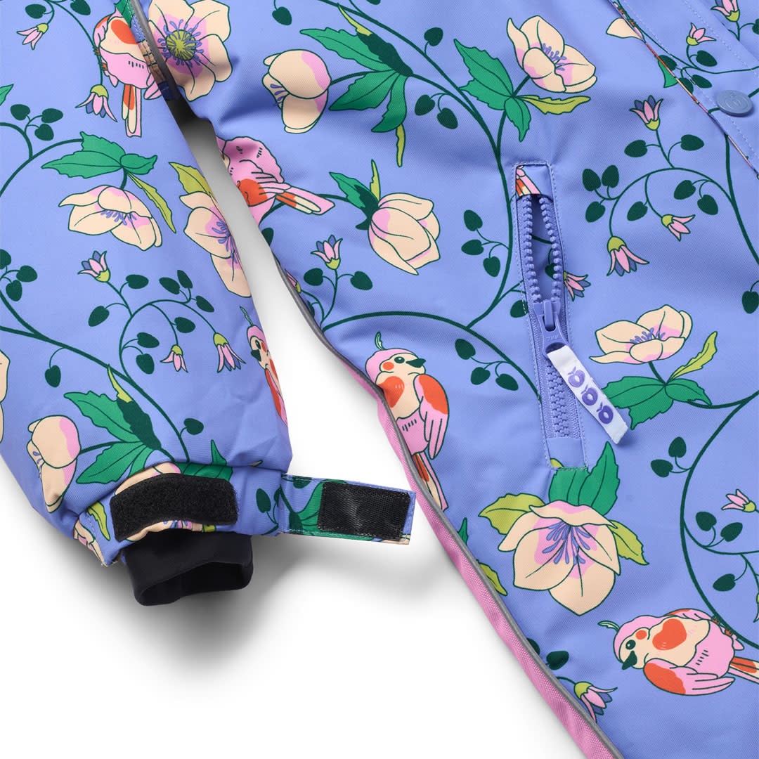 Kids' snowsuit with birds and flowers