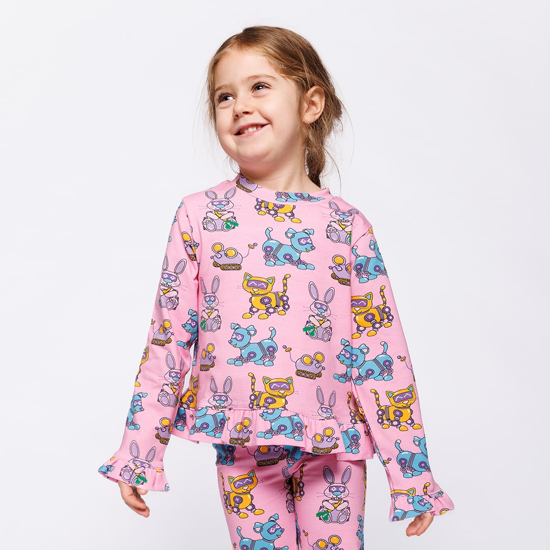 Dabinett long-sleeved top with robot pet