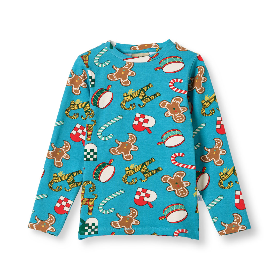 Gala langærmet bluse med julepynt