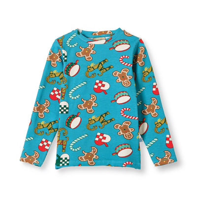 Gala langærmet bluse med julepynt