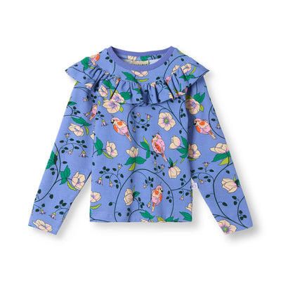 Pinova langærmet bluse med fugle og blomster