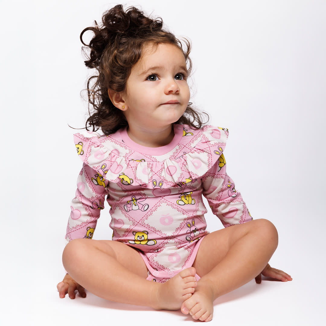 Paula Red long-sleeved bodysuit with teddy bears