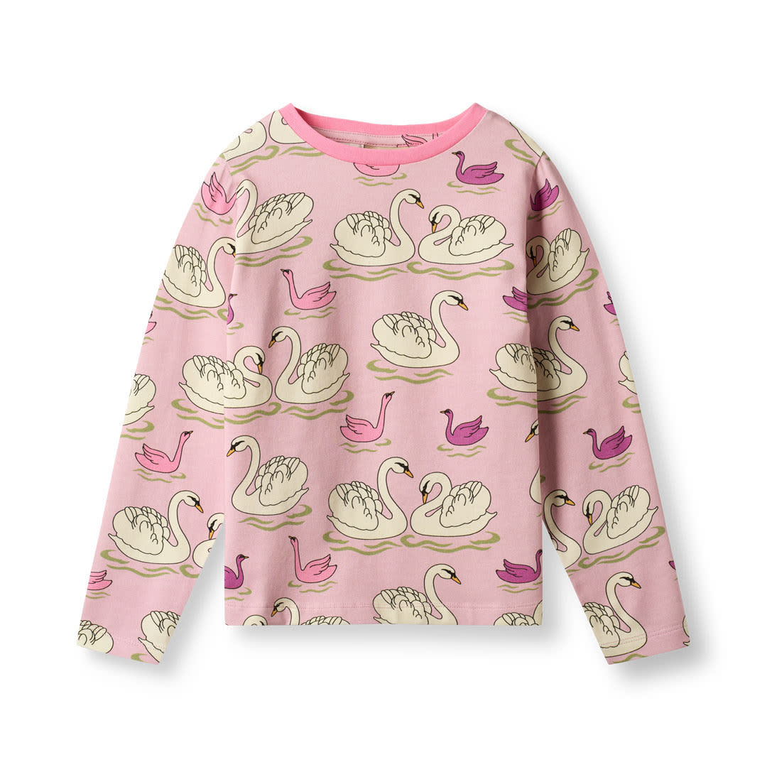 Gala long-sleeved blouse with swans