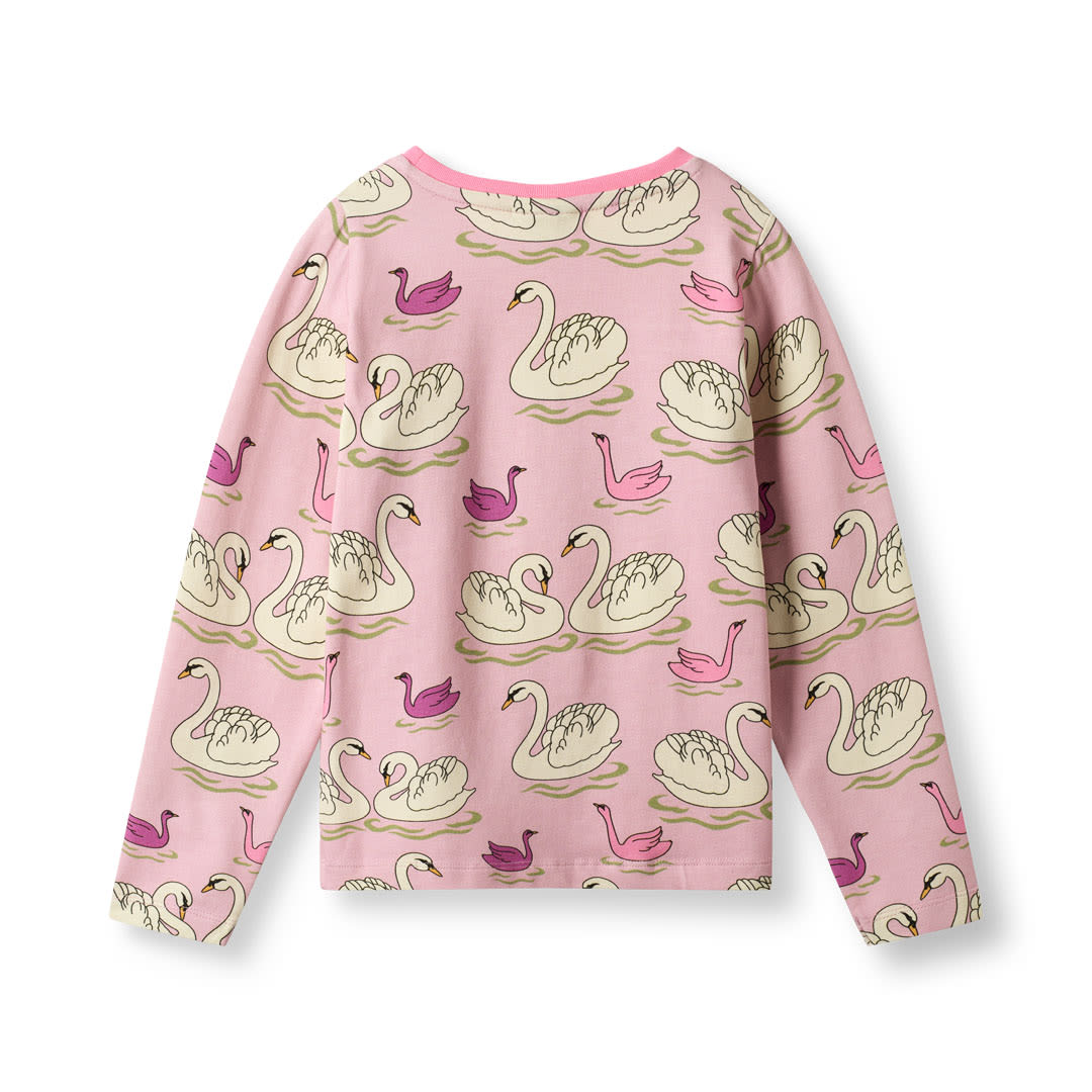 Gala long-sleeved blouse with swans