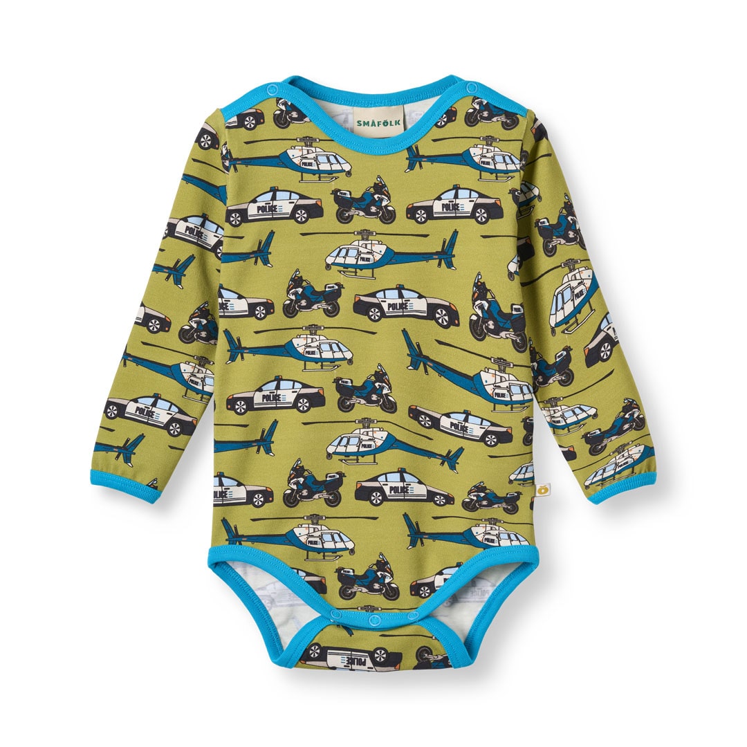 Elstar long-sleeved bodysuit with police car print