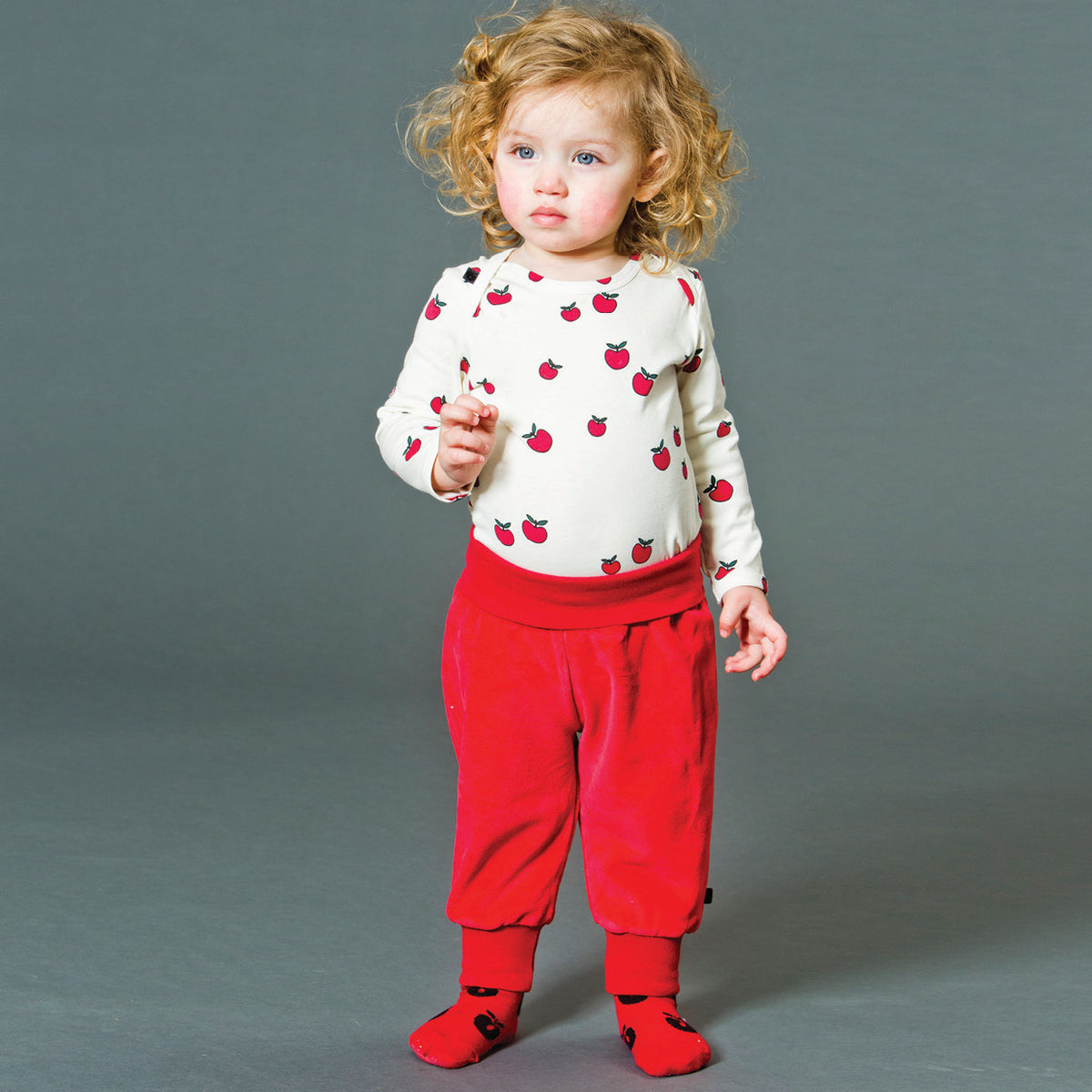 Velour Baby trousers with wide ribbing