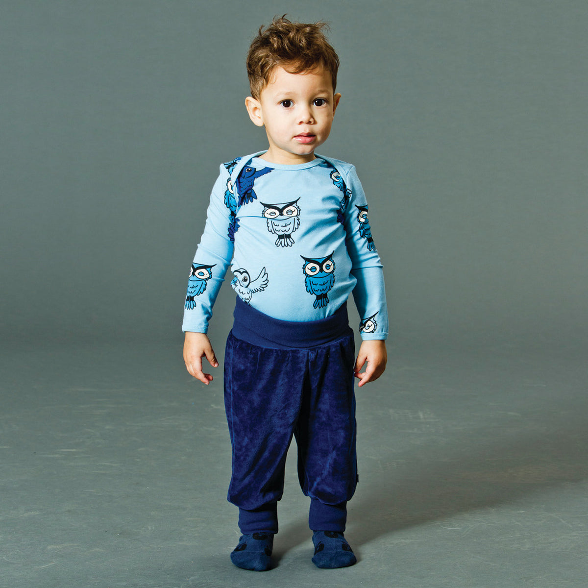 Velour Baby trousers with wide ribbing