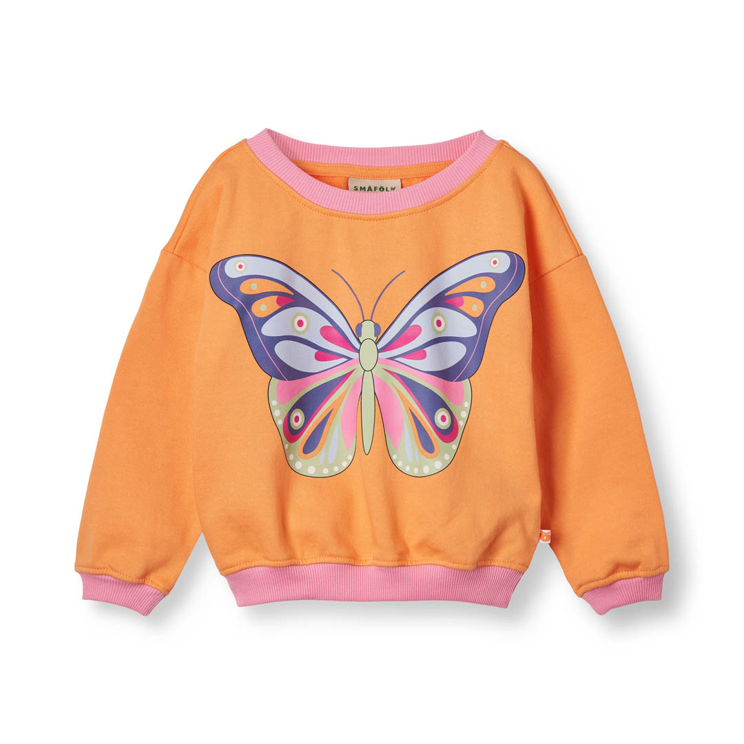 Sweatshirt med sommerfugl i orange 