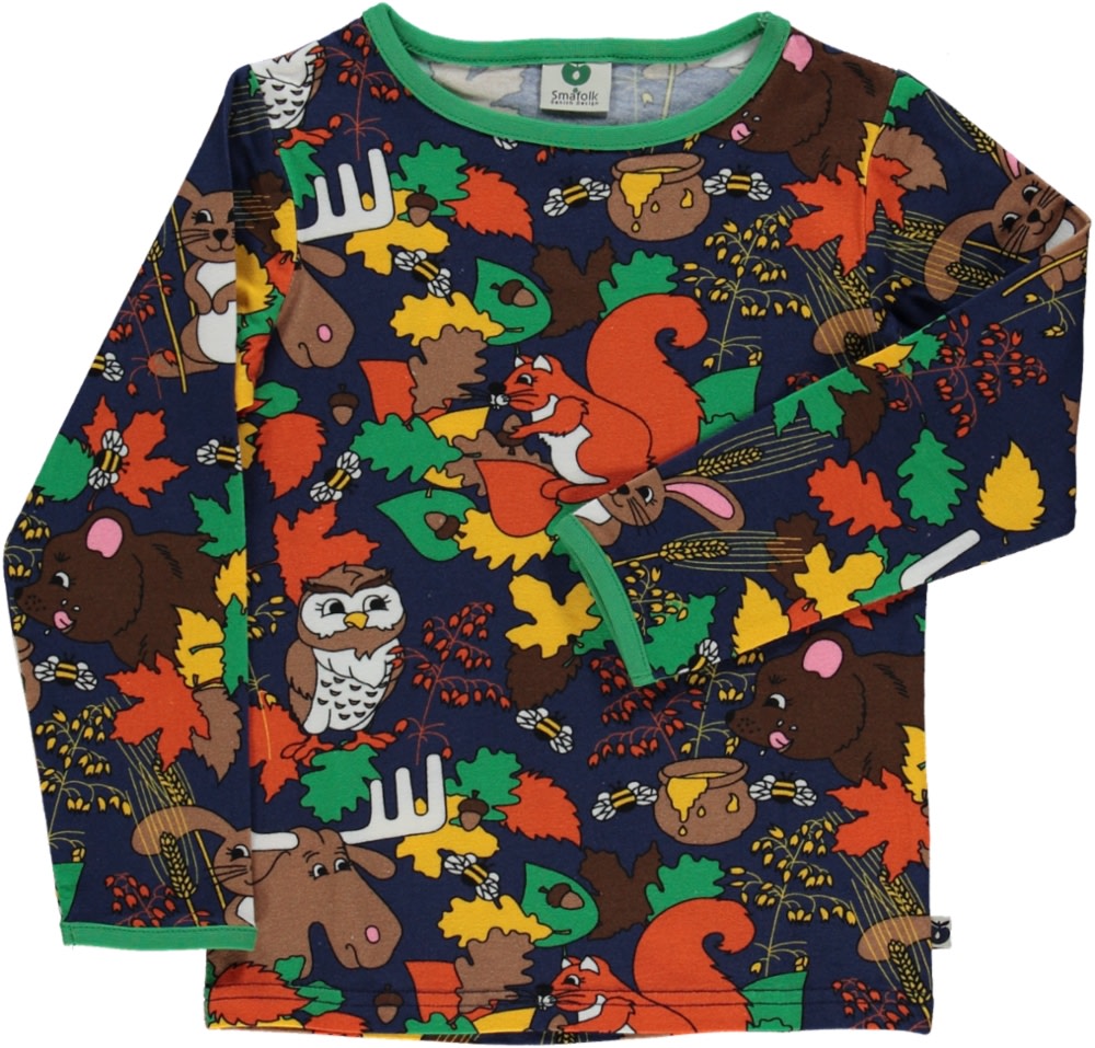 Long-sleeved blouse with forest animals
