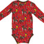 Long-sleeved bodysuit with deer, hares, and birds