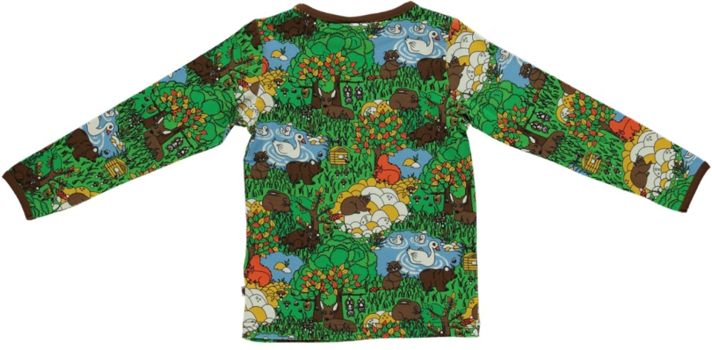 Long-sleeved blouse with forest landscape