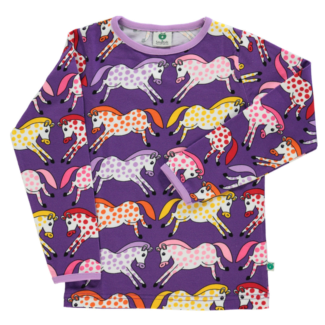 Long-sleeved blouse with horses