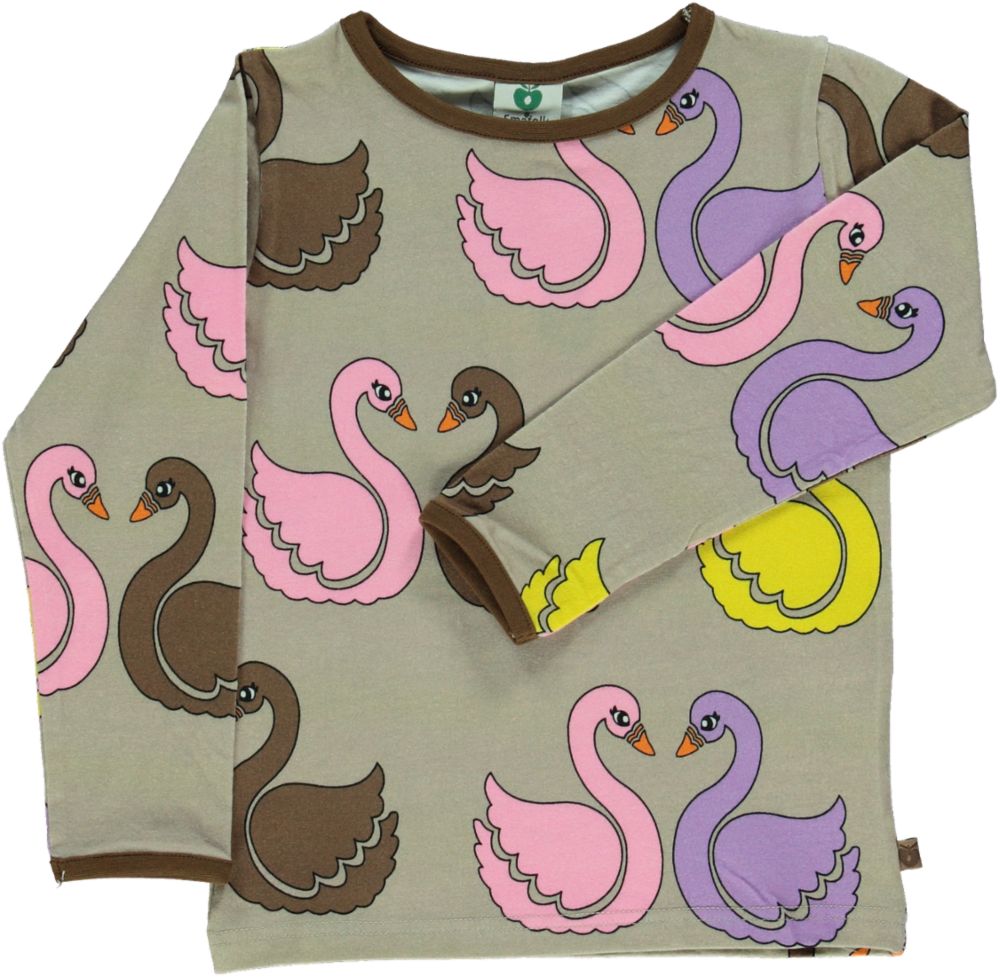 Long-sleeved blouse with swans