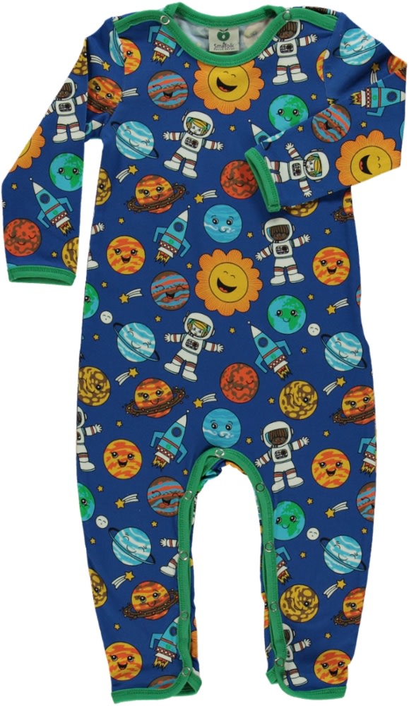 Long-sleeved all-in-one with space and planets
