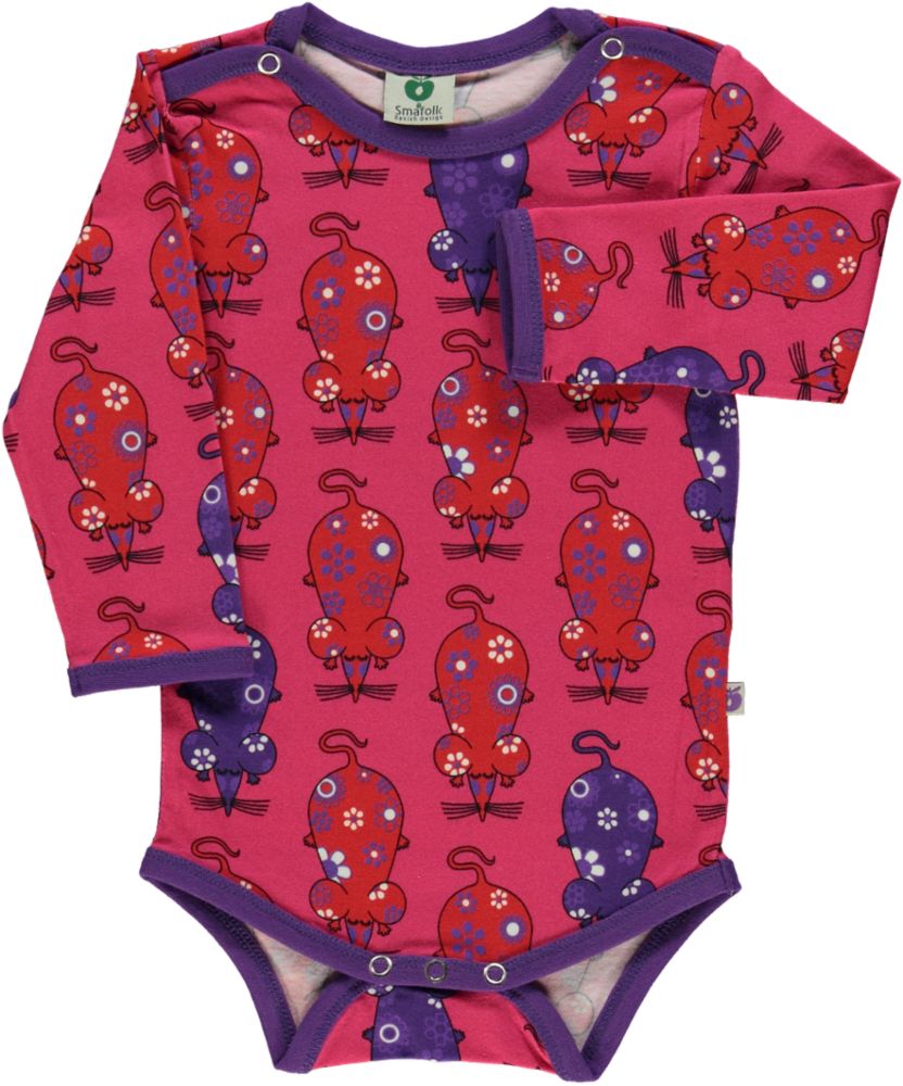 Long-sleeved bodysuit with mouse print