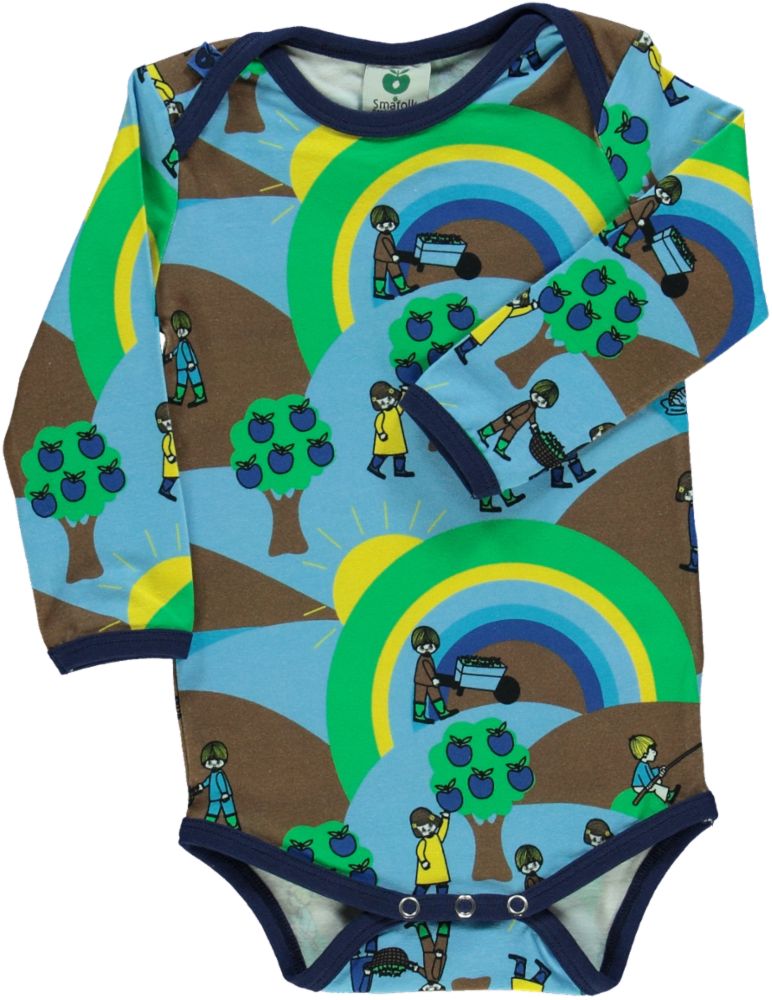 Long-sleeved bodysuit with landscape print