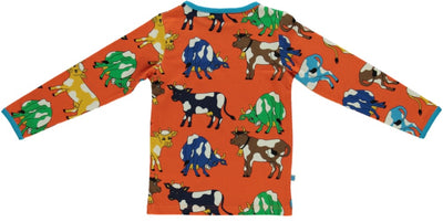 Long-sleeved blouse with cows