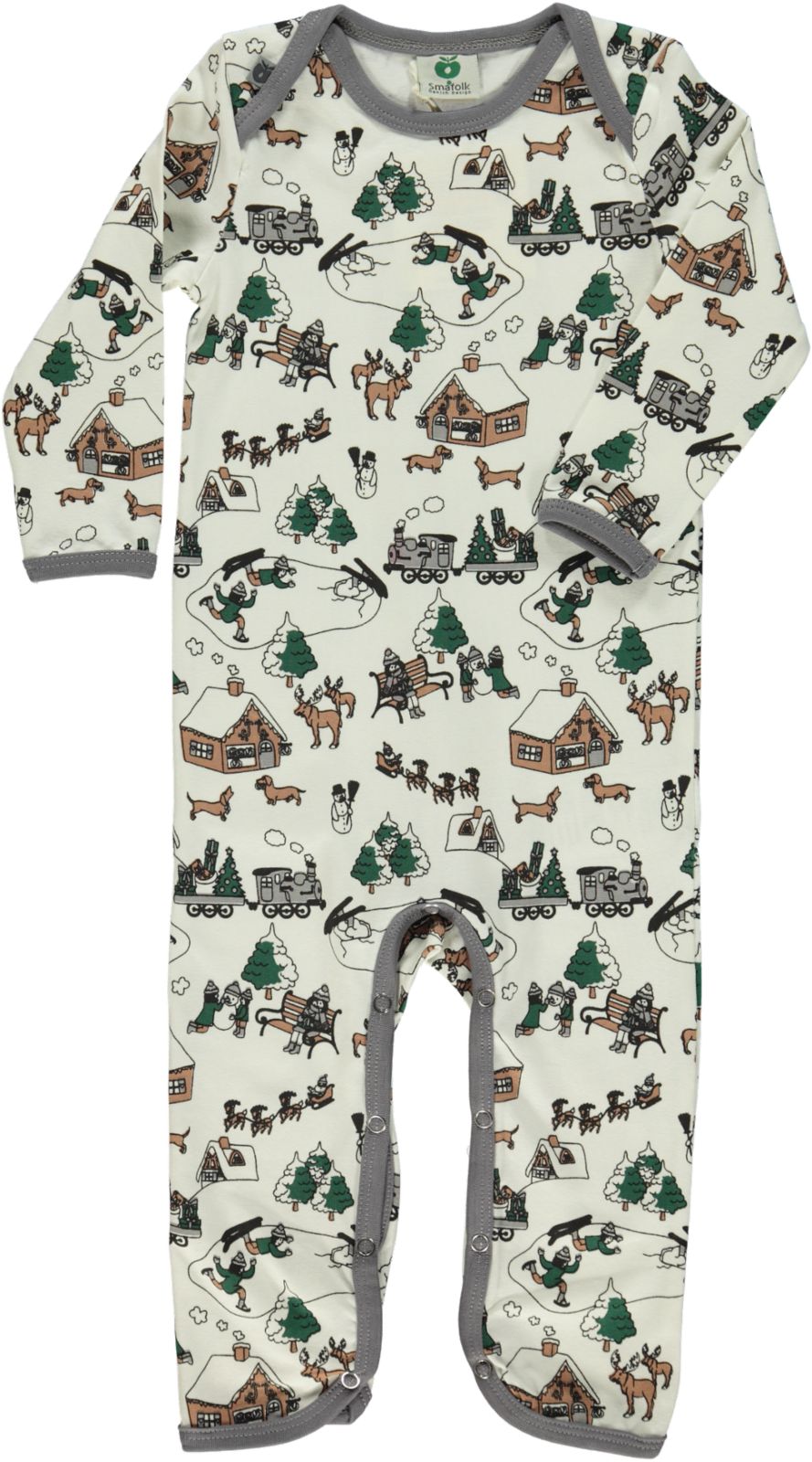 Long-sleeved all-in-one with landscape print