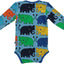 Long-sleeved bodysuit with elephants