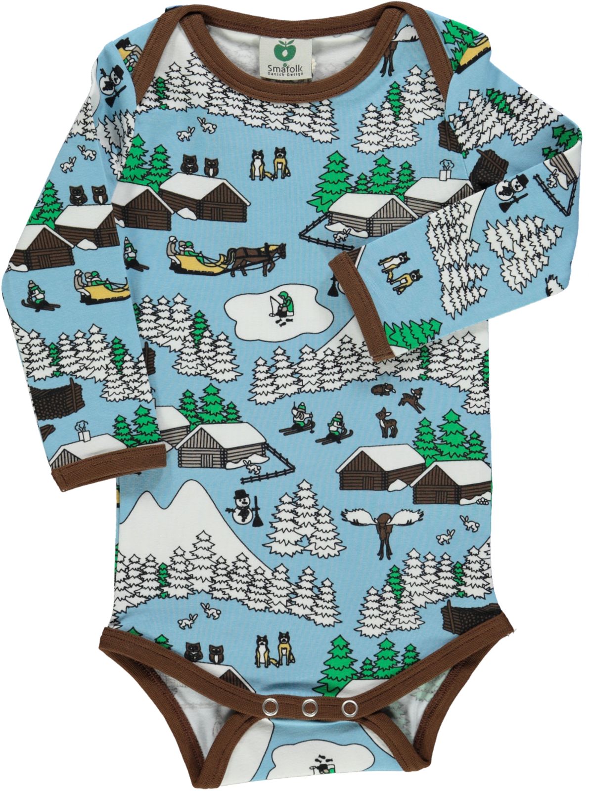 Long-sleeved bodysuit with landscape print