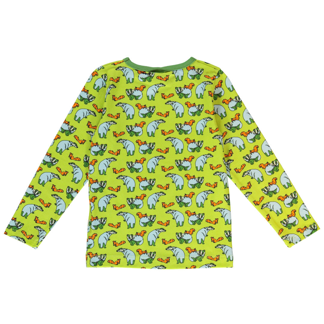 Long-sleeved top with badger and squirrel