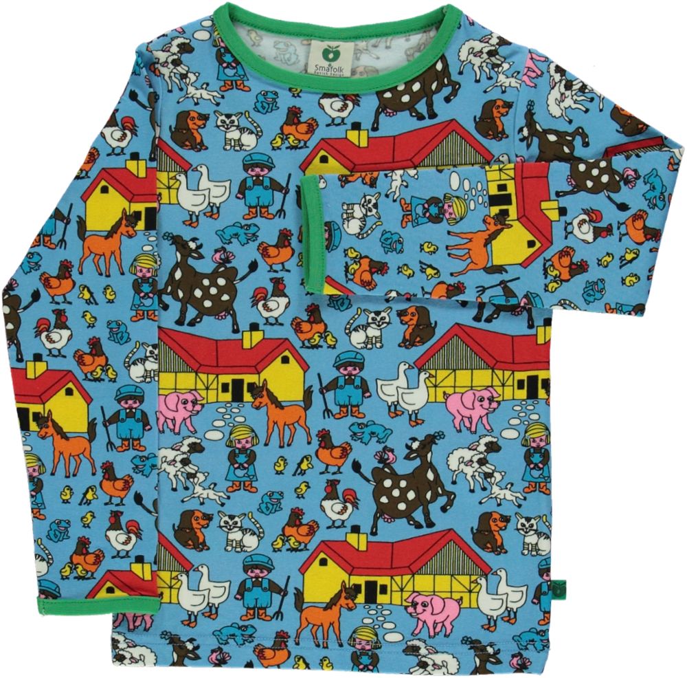Long-sleeved blouse with farm