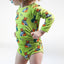 Long-sleeved bodysuit with badger cubs and fox cubs