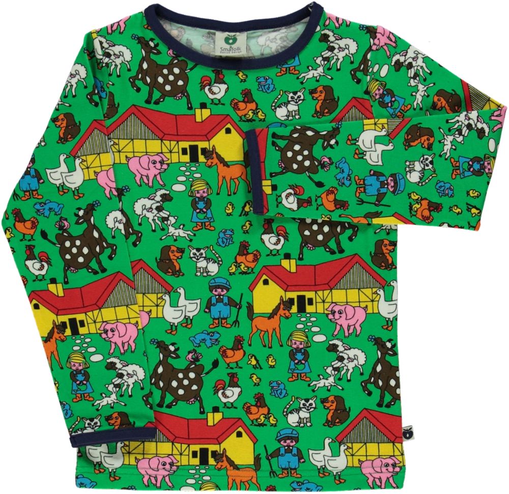 Long-sleeved blouse with farm animals