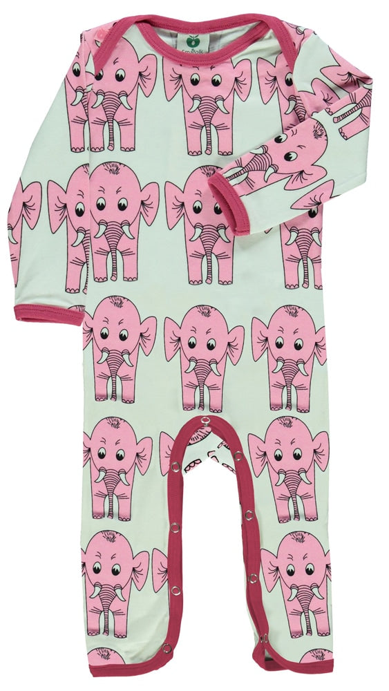 Long-sleeved jumpsuit with elephants