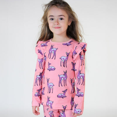 Long-sleeved blouse with deer