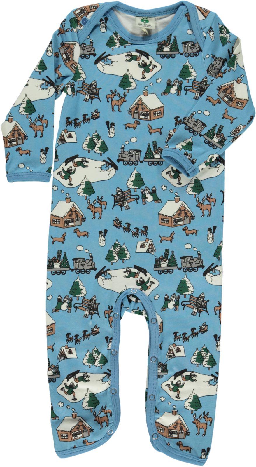 Long-sleeved all-in-one with landscape print