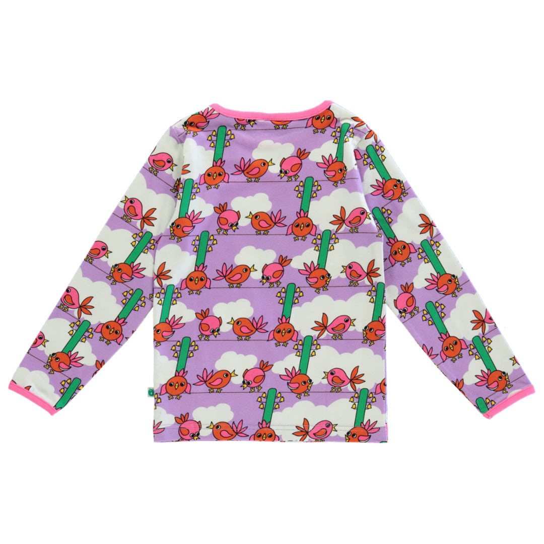 Long-sleeved blouse with birds