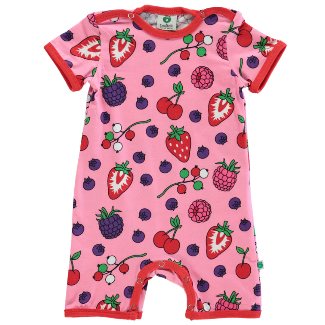 Short-sleeved jumpsuit with berries