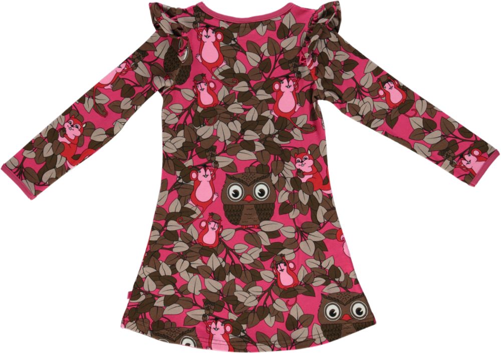 Long-sleeved dress with owls