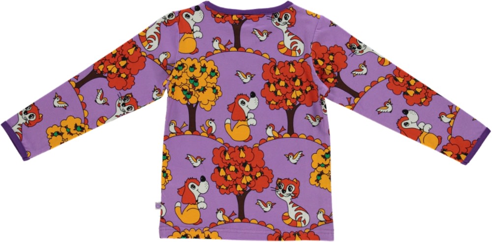 Long-sleeved blouse with forest landscape