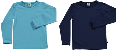 Solid-coloured set of 2 long-sleeved blouses