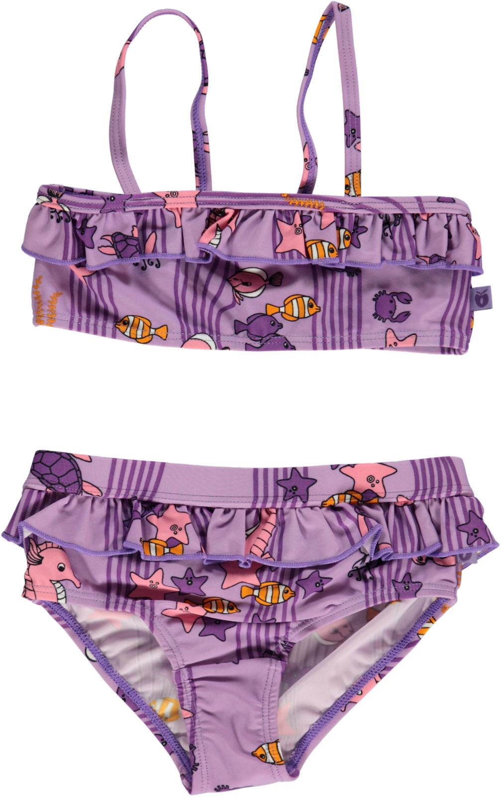 Bikini til børn med flæser og havets dyr