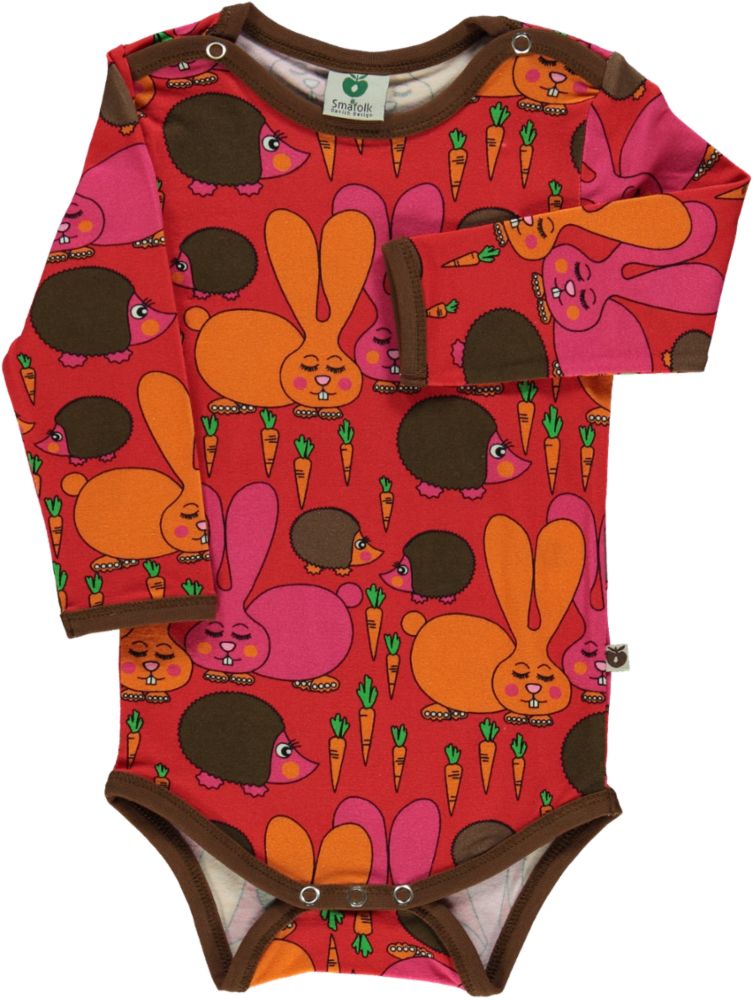 Long-sleeved body with rabbits and hedgehogs
