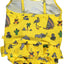 UV50 baby swimsuit with ruffles and ocean world print
