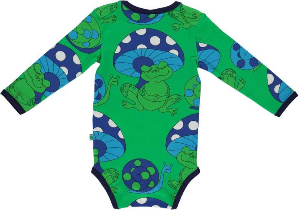 Long-sleeved bodysuit frogs and snails
