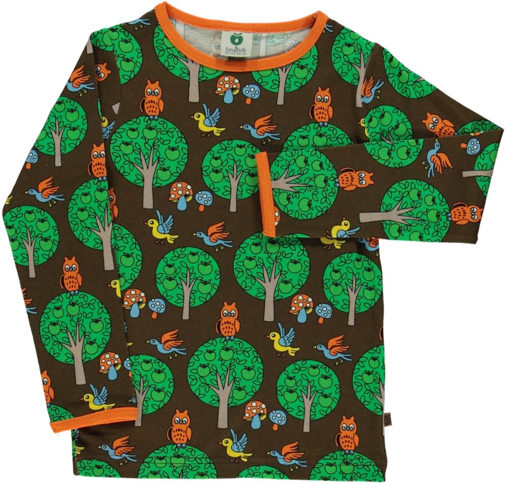 Long-sleeved top with apple trees