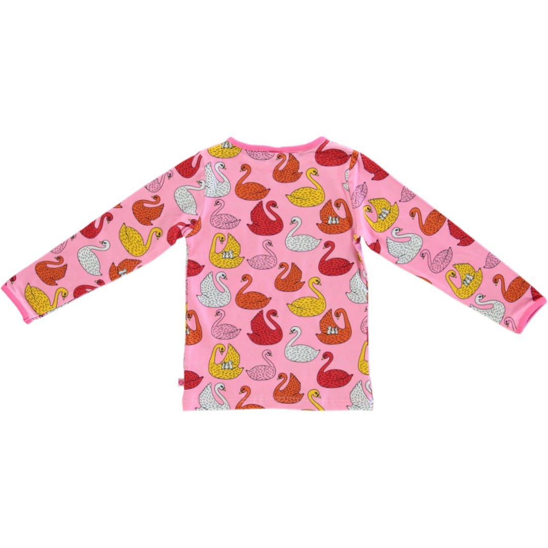 Long-sleeved blouse with swans