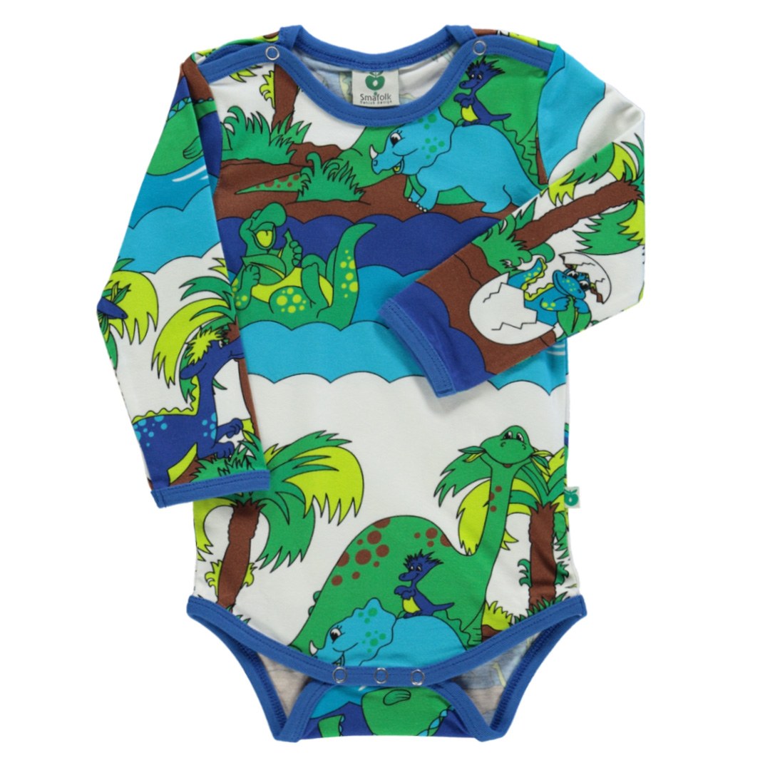 Long-sleeved dinosaur bodysuit