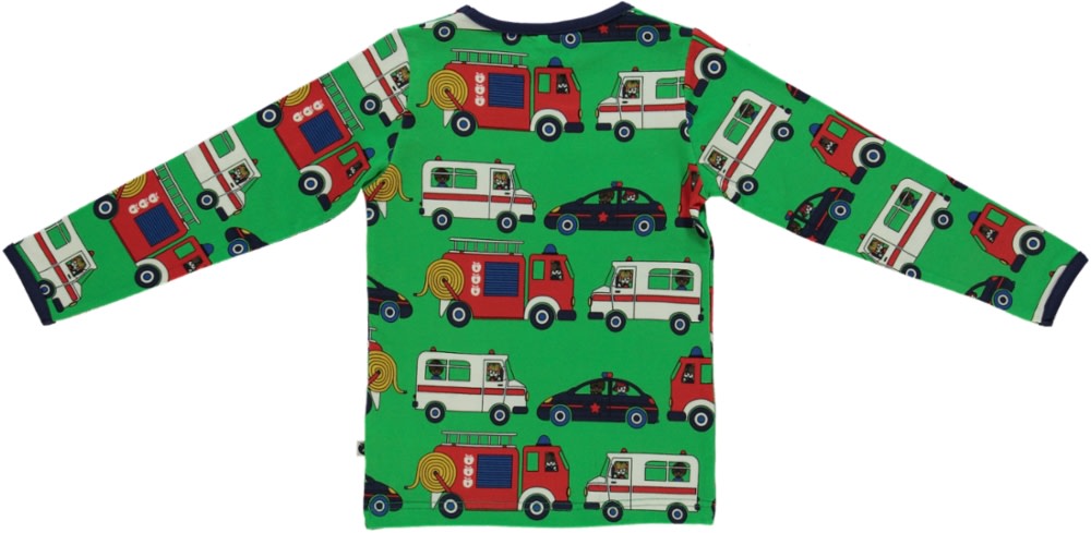 Long-sleeved top with emergency vehicles
