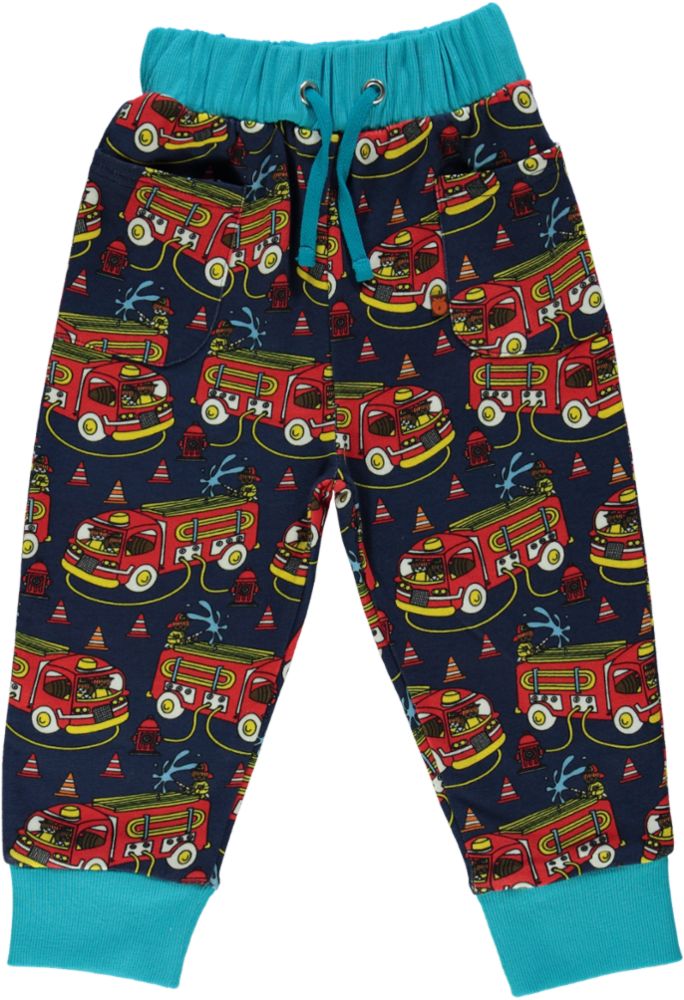 Sweatpants with a fire engine print