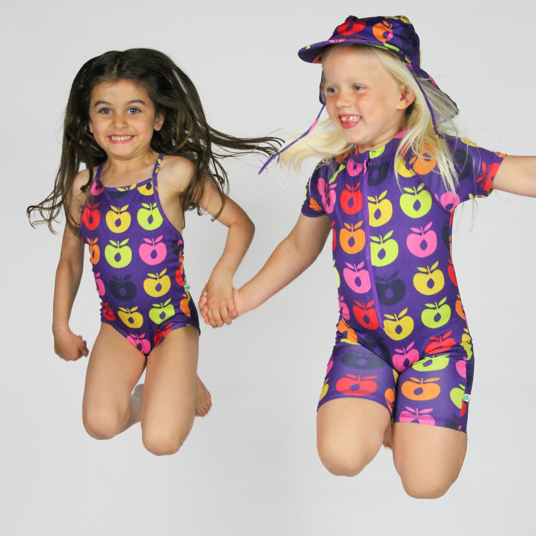 UV50 swimsuit with retro apples